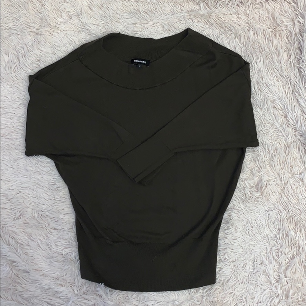 Olive green off the shoulder sweater